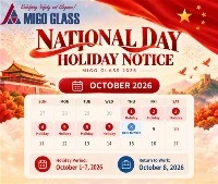 MIGO Glass 2026 중국 국경일 공휴일 공지