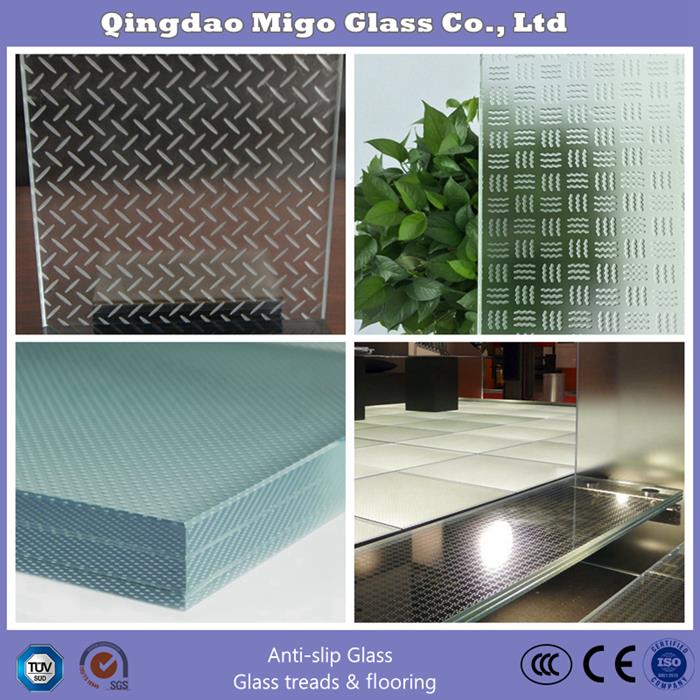 Anti-Slip tempered and laminated glass
